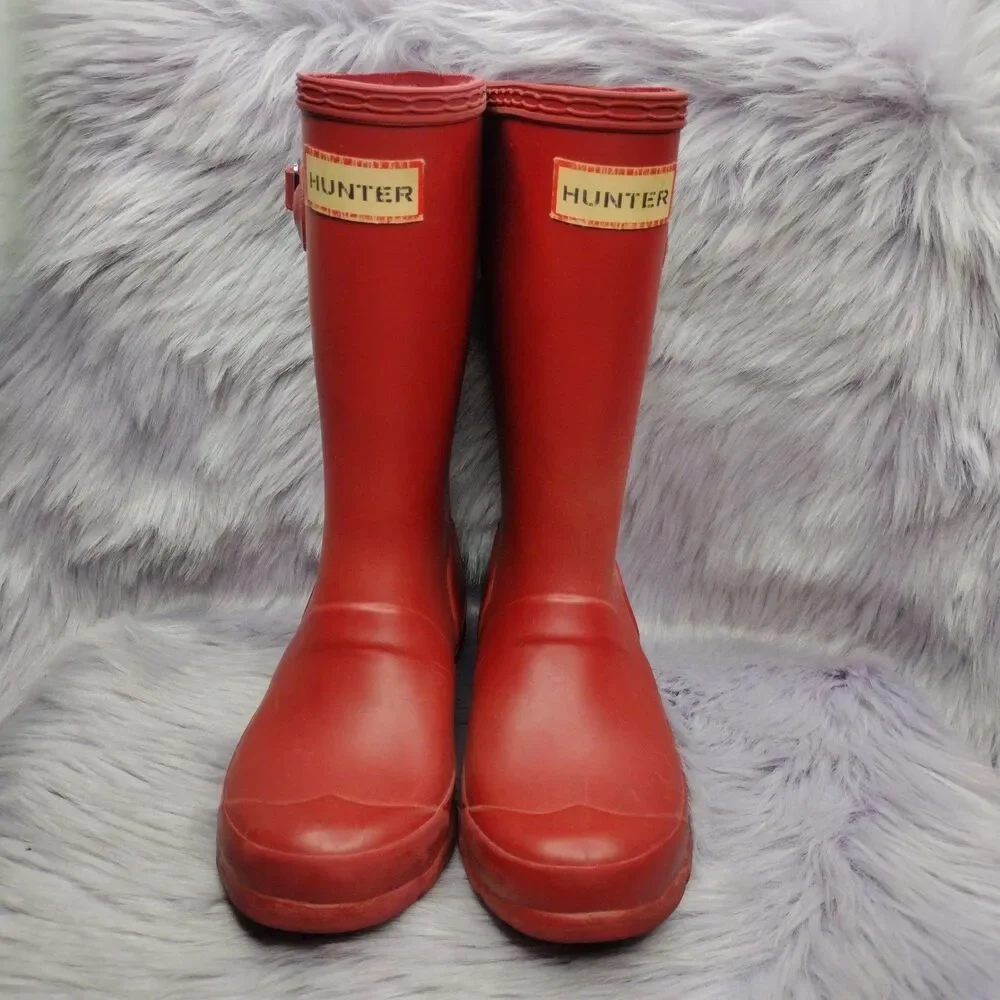 Hunter Original Red Tall Reflective Rain Boots Youth Size 13 Boy/ 1 Girl